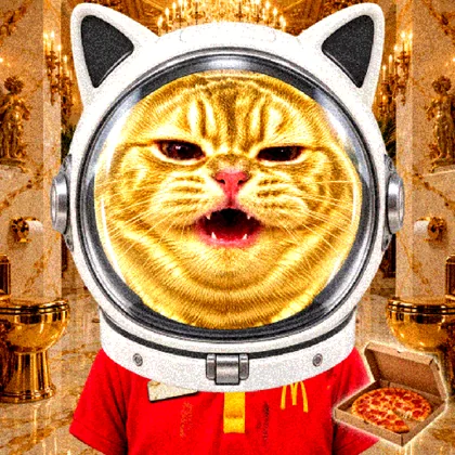 Golden Vrax in an astronaut helmet in a golden throne room