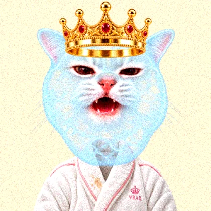 Pale ghost Vrax with a crown and a bathrobe